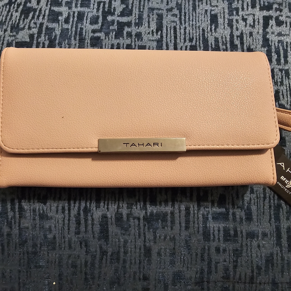 Tahari Pink Wallet Elegant Leather Fold-Over